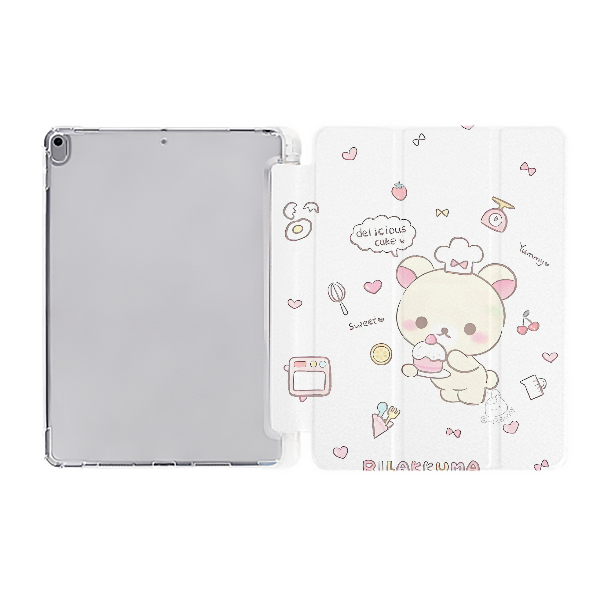 （画像用） リラックマ リラックマ キイロイトリ Rilakkuma Korilakkuma Kiiroitori IPad ケース ペン収納付き 三つ折りスタンド PUレザー×シリコン 対応機種9.5/10.5/10.9インチ